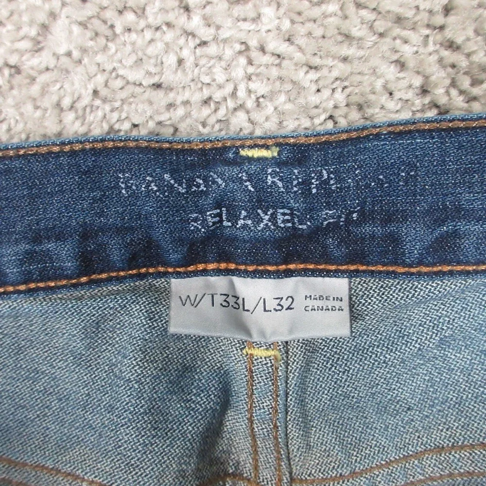 Banana Republic Jeans Mens 33x32 Blue Relaxed Fit Straight Faded Denim‎ Pants